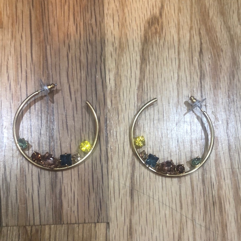 Jcrew hoops with jewels